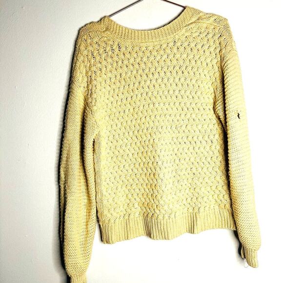 Pamela Love Beige Off-White Knit Fisherman Button Front Sweater Size Small - Picture 3 of 10